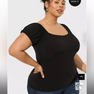 NWOT Torrid deep black Super Soft Slub Scoop Neck Bust Fitted Top
